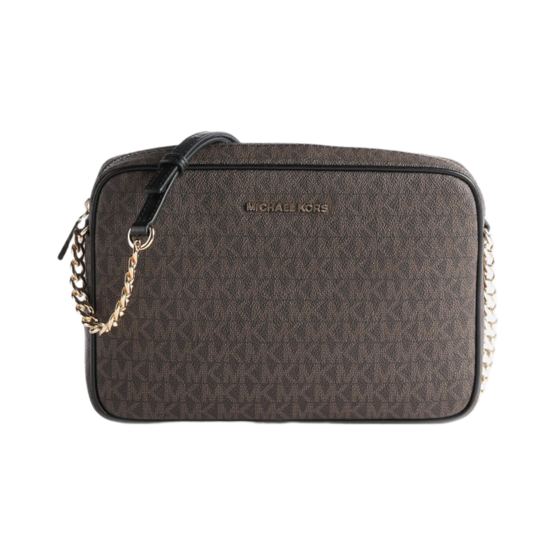 마이클 코어스 제트 세트 라지 로고 크로스바디백 블랙 브라운(Michael Kors Jet Set Large Logo Crossbody Bag Black Brown) - 1