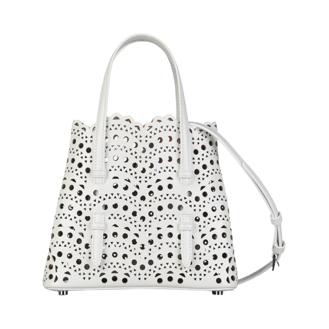 알라이아 비엔 웨이브 럭스 카프스킨 미나 20 백 옵틱 화이트(Alaia Mina 20 Bag in Vienne Wave Lux Calfskin Optic White)