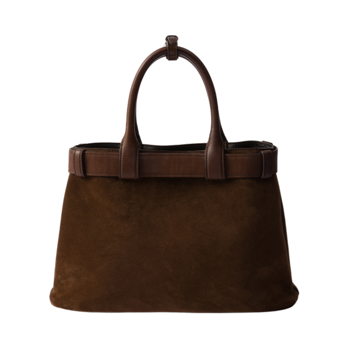 프라다 미디움 프라다 버클 스웨이드 백 벨트 코코아 브라운(Prada Medium Prada Buckle Suede Bag with Belt Cocoa Brown) - 2