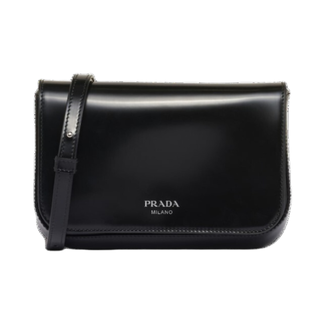 프라다 브러쉬드 레더 미니백 숄더 스트랩 블랙