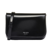 Prada Brushed Leather Mini Bag Shoulder Strap Black