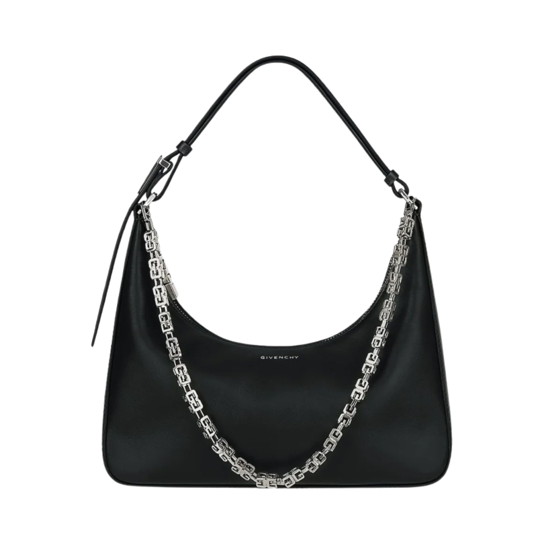지방시 레더 체인 스몰 문 컷 아웃 백 블랙(Givenchy Small Moon Cut Out Bag in Leather with Chain Black) - 1