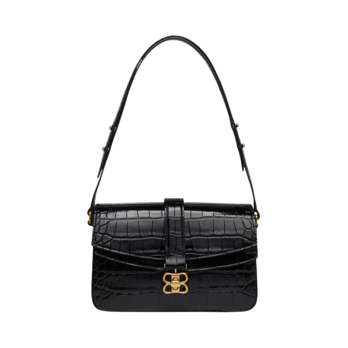 발렌시아가 크로커다일 엠보스 스몰 플랩백 블랙(Balenciaga Crocodile Embossed Small Flap Bag Black) - 1