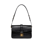 Balenciaga Crocodile Embossed Small Flap Bag Black