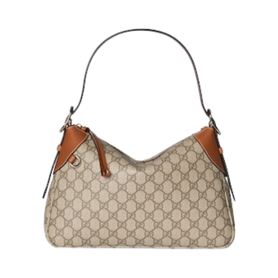 815216-FAD6L-9758 Gucci GG Emblem Small Shoulder Bag Beige Ebony