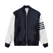 Thom Browne Melton Wool 4-Bar Oversized Blouson Jacket Navy