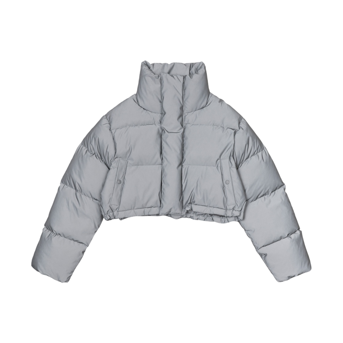 - Leey Embroidered Crop Puffer Jacket Gray