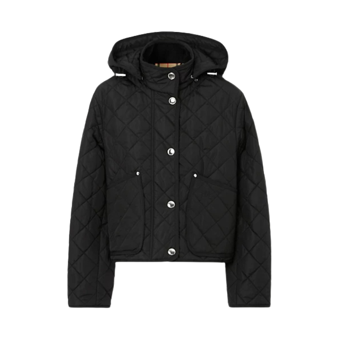 (W) 버버리 다이아몬드 퀼티드 나일론 크롭 자켓 블랙((W) Burberry Diamond Quilted Nylon Cropped Jacket Black)