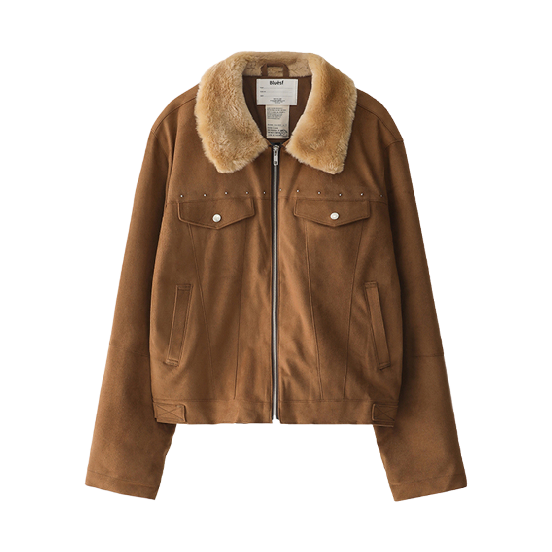 블루 선플라워 시어링 스웨이드 숏 자켓(Blue Sunflower Searing Suede Short Jacket)