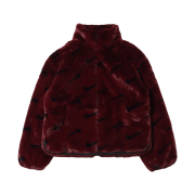 (W) Nike NSW Plush Printed Faux Fur Jacket Burgundy Crush - Asia