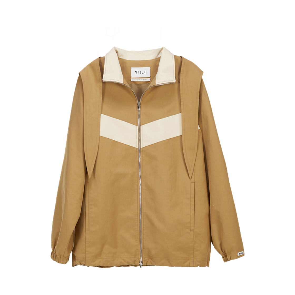 유지 로고 라벨 윈드브레이커 유니섹스 브라운(YUJI Logo Label Windbreaker Unisex Beige)