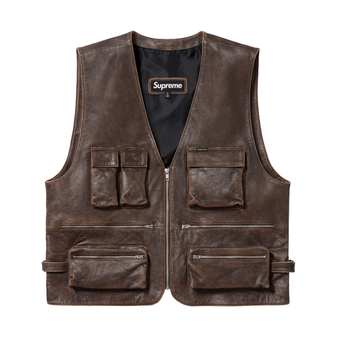- Supreme Leather Cargo Vest Brown - 25SS