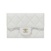 Chanel Classic Card Holder Grained Shiny Calfskin & Gold White