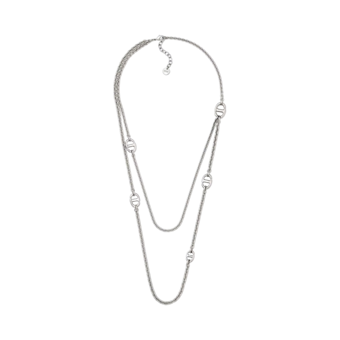 (W) 디올 CD 네이비 네클리스 실버 피니쉬 메탈((W) Dior CD Navy Necklace Silver Finish Metal)
