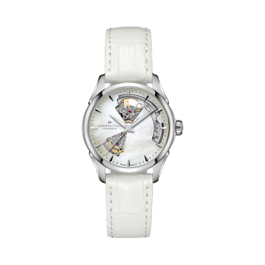 해밀턴 재즈마스터 오픈 하트 레이디 오토 37mm 스테인리스 스틸 카프 레더 마더 오브 펄(Hamilton Jazzmaster Open Heart Lady Auto 36mm Stainless Steel Calf Leather Mother of Pearl) - 1