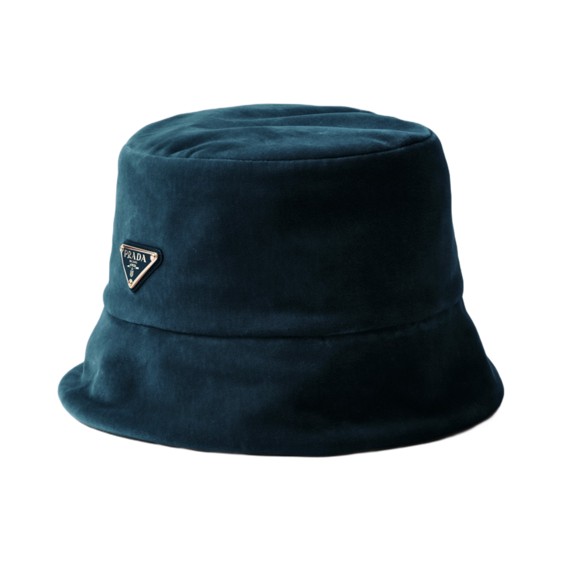 1HC137-068-F0086 Prada Velvet Bucket Hat Dark Teal