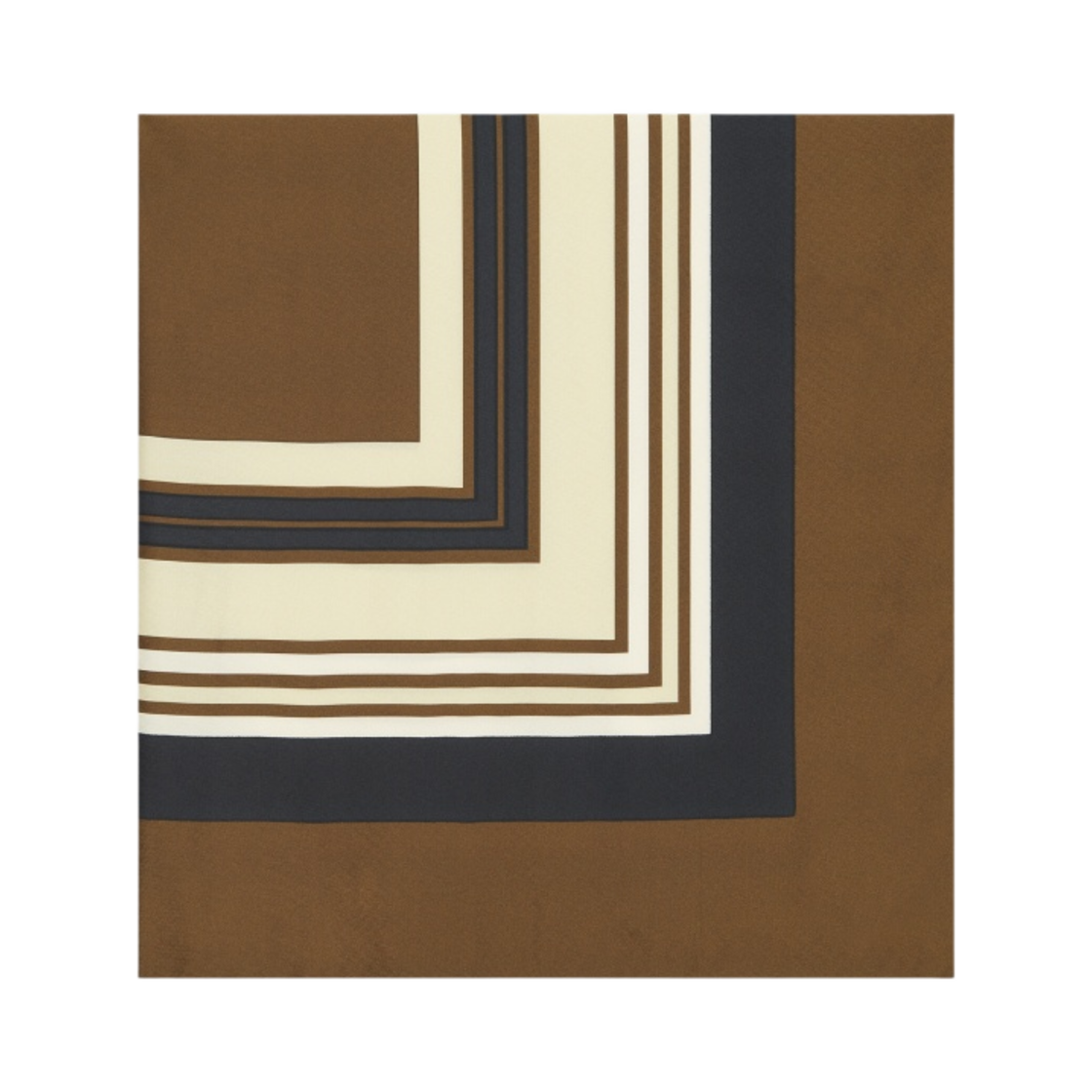(W) 생로랑 스퀘어 스카프 실크 트윌 브라운 베이지 네이비 블루((W) Saint Laurent Square Scarf in Silk Twill Brown Beige and Navy Blue) - 1