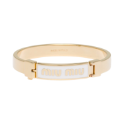 (W) Miu Miu Enameled Metal Bracelet White