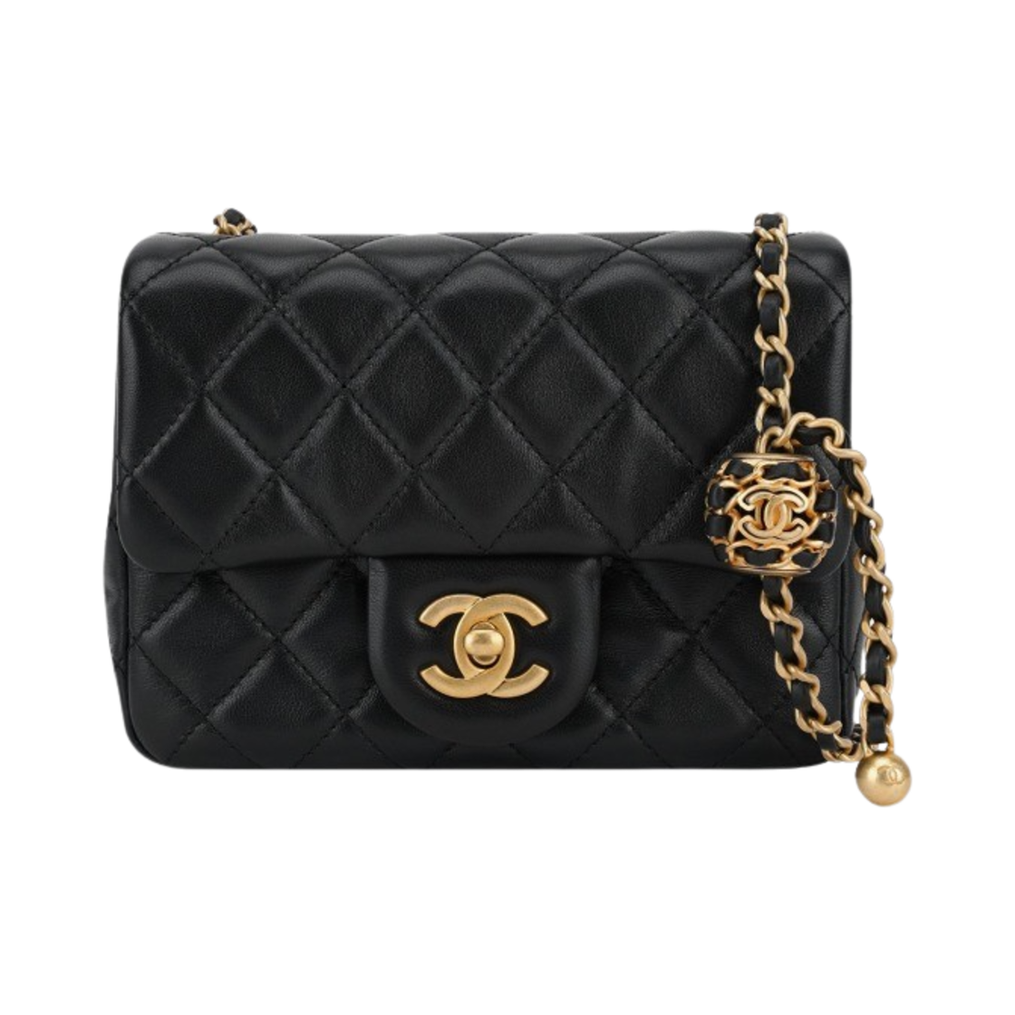 샤넬 미니 플랩백 램스킨 & 골드 블랙