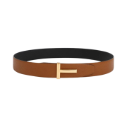 Tom Ford T Icon Reversible Leather Belt Tan Black
