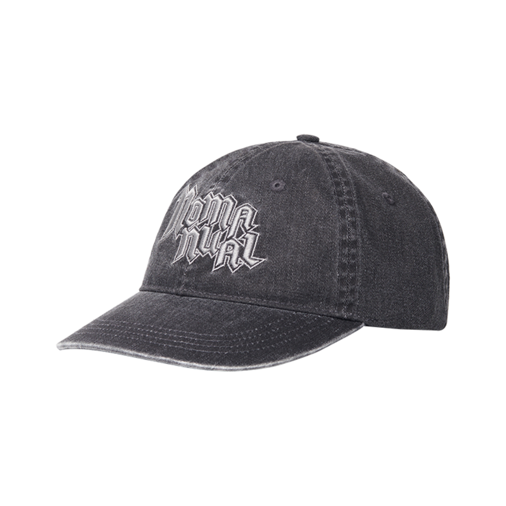 노매뉴얼 포인티드 로고 볼캡 워시드 블랙(NOMANUAL Pointed Logo Ball Cap Washed Black)
