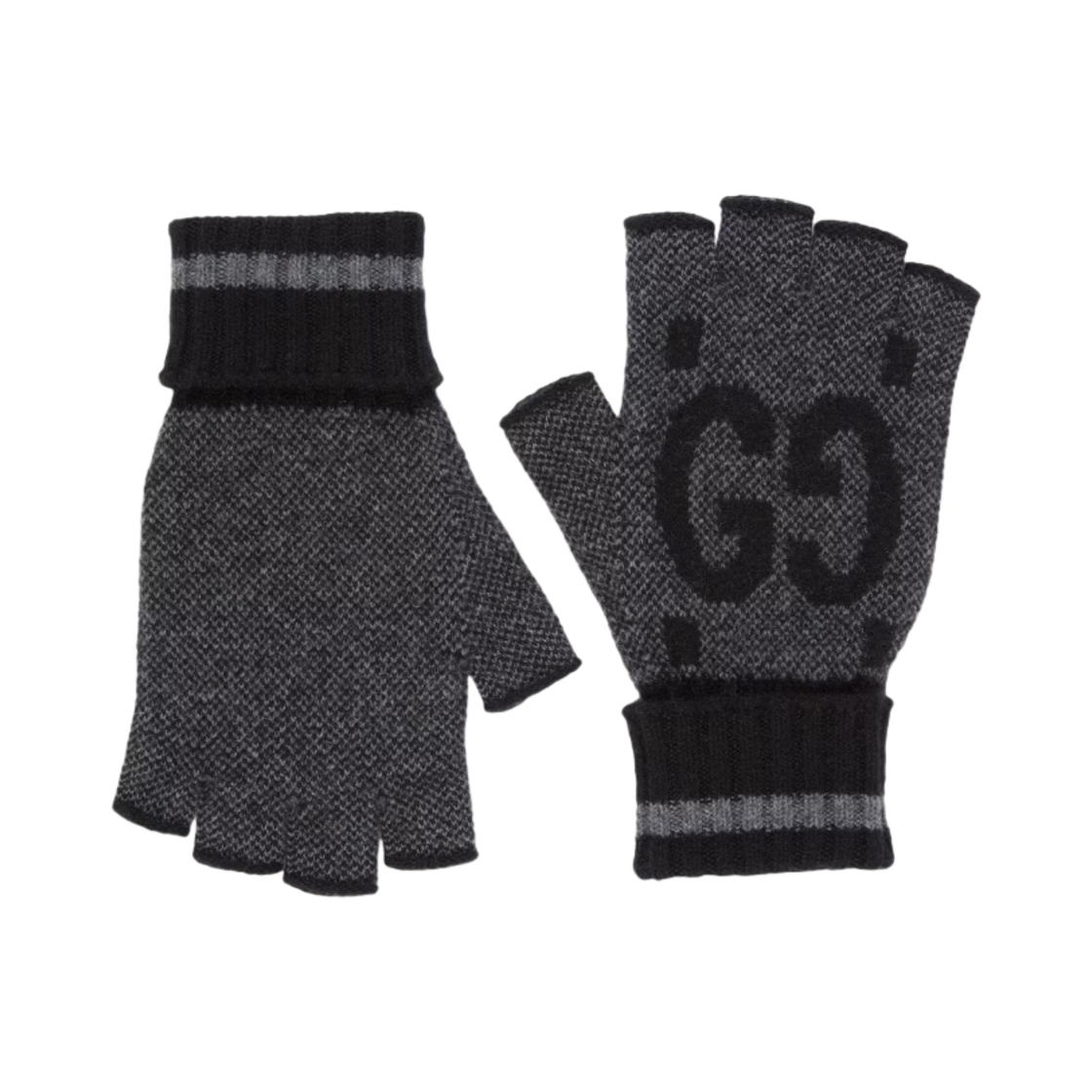 구찌 GG 캐시미어 핑거리스 글러브 그레이 블랙(Gucci GG Cashmere Fingerless Gloves Grey Black)