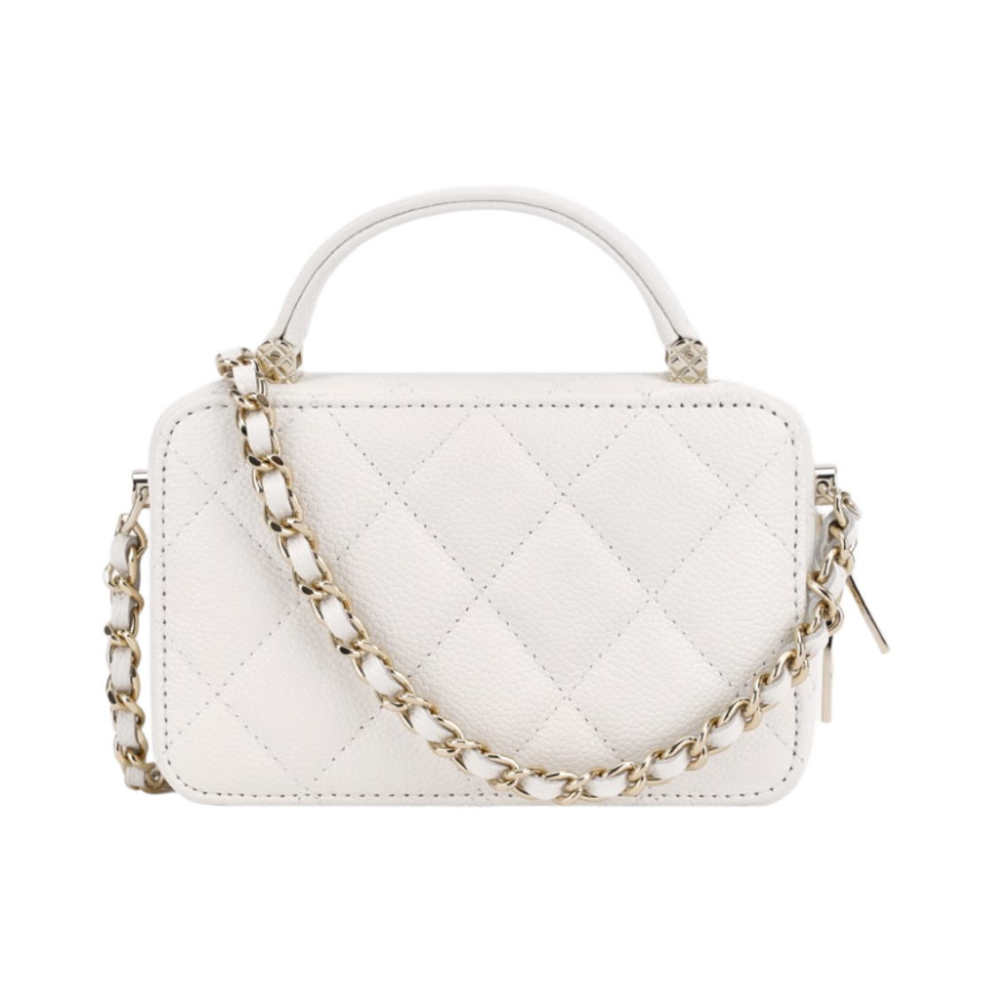 샤넬 체인 코스메틱 케이스 그레인드 샤이니 카프스킨 & 골드 메탈 화이트(Chanel Vanity With Chain Grained Shiny Calfskin & Gold White) - 2