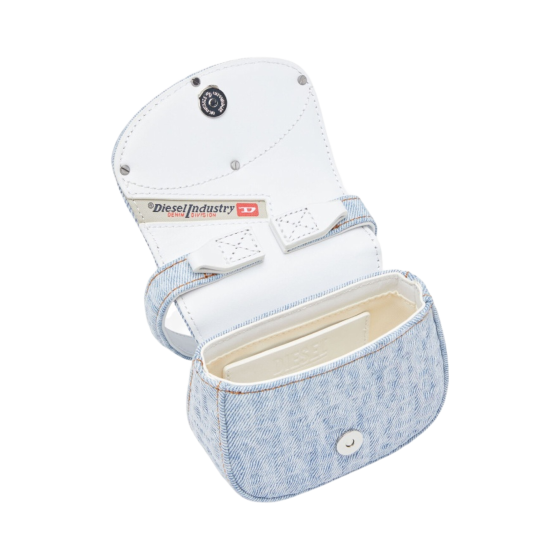 디젤 1DR Xs 숄더백 모노그램 데님 라이트 블루(Diesel 1DR Xs Shoulder Bag in Monogram Denim Light Blue) - 4