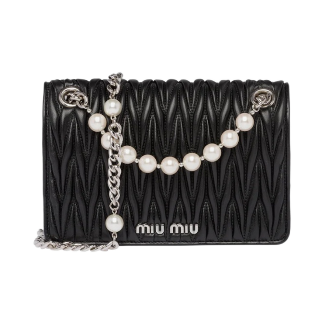 5BP065-2F3M-F0002 Miu Miu Matelasse Nappa Leather Shoulder Bag Black