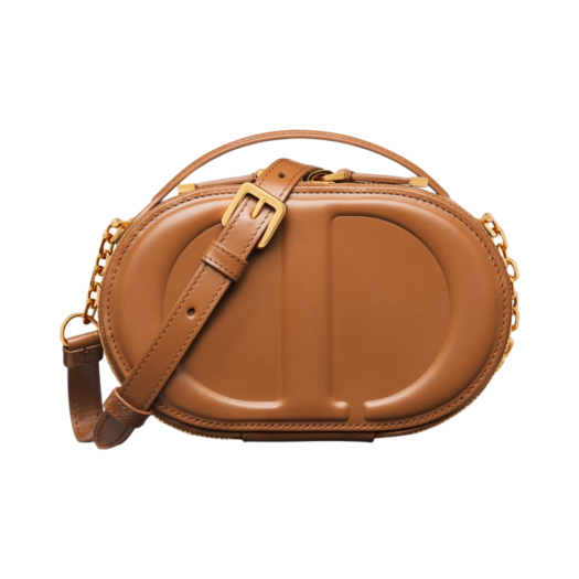 Dior CD Signature Oval Camera Bag Golden Saddle Calfskin Embossed Cd Signature