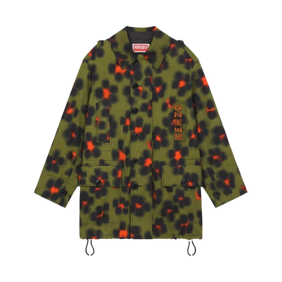 FD52OU1079F350 (W) Kenzo Hana Leopard Parka Khaki