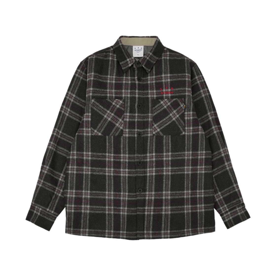 아이앱 스튜디오 체크 셔츠 자켓 그레이 레드(IAB Studio Check Shirt Jacket Gray Red)