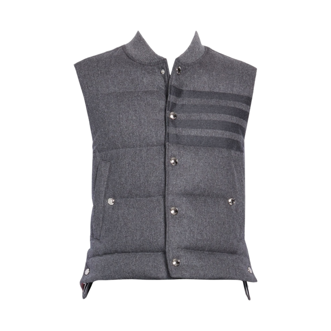 톰브라운 플란넬 다운 필 사선 베스트 미디움 그레이(Thom Browne Flannel Down Filled 4-Bar Vest Medium Grey) - 1