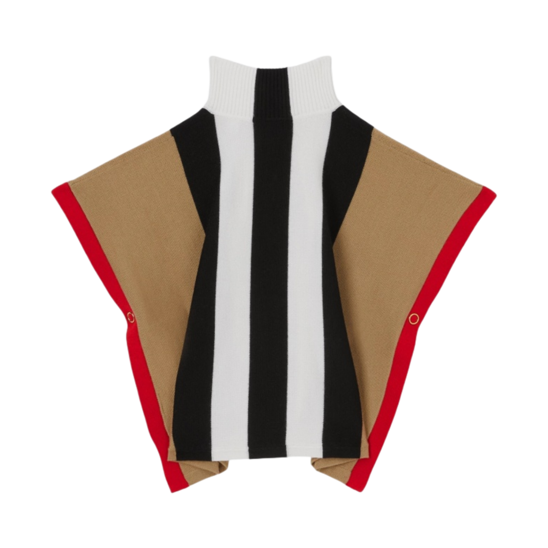 (키즈) 버버리 스트라이프 울 집 프론트 케이프 아카이브 베이지((Kids) Burberry Striped Wool Zip Front Cape Archive Beige) - 2
