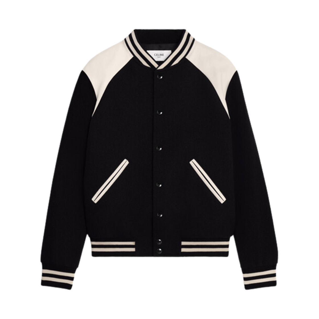 2V39V896C-38NO Celine Classic Teddy Jacket In Textured Wool Black