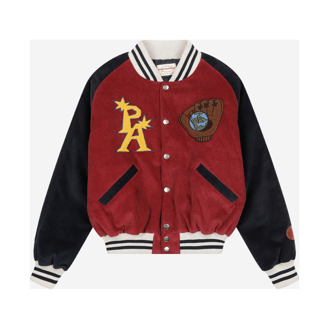 E01JK01RD Problemallways Bonehead Ball Squad Varsity Jacket Red