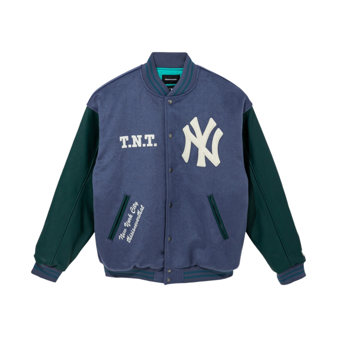 디스이즈네버댓 x 뉴에라 x MLB 뉴욕 양키스 바시티 자켓 네이비(thisisneverthat x New Era x MLB New York Yankees Varsity Jacket Navy)
