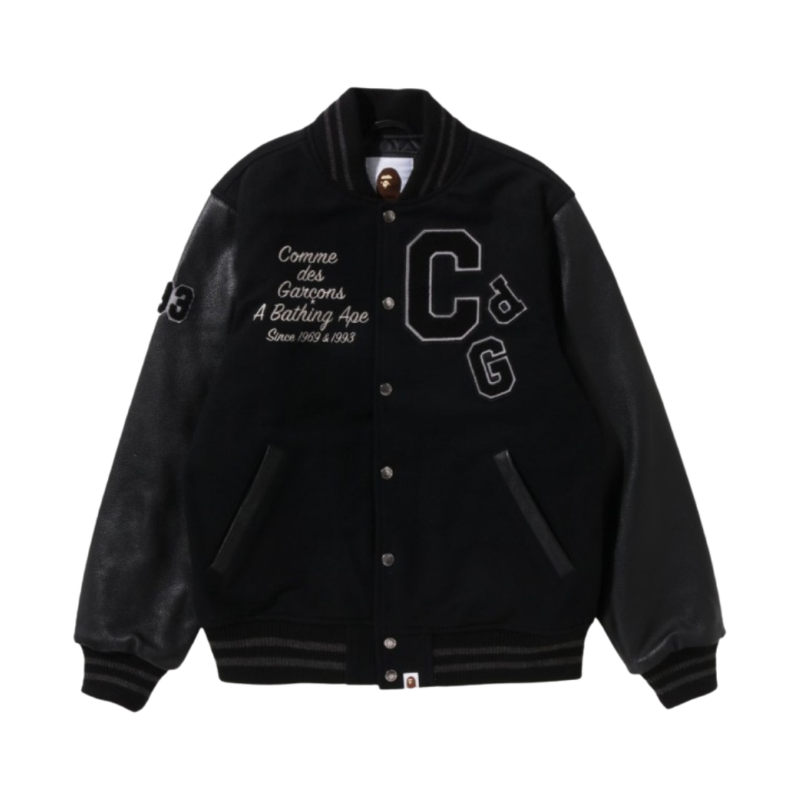 001HJI731901C BAPE x Comme des Garcons Osaka Varsity Jacket Black