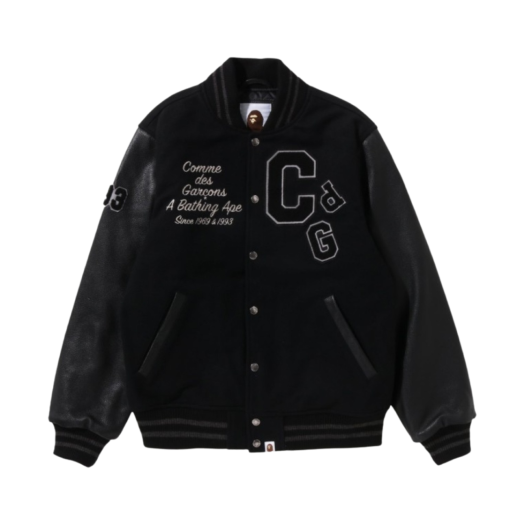 001HJI731901C BAPE x Comme des Garcons Osaka Varsity Jacket Black