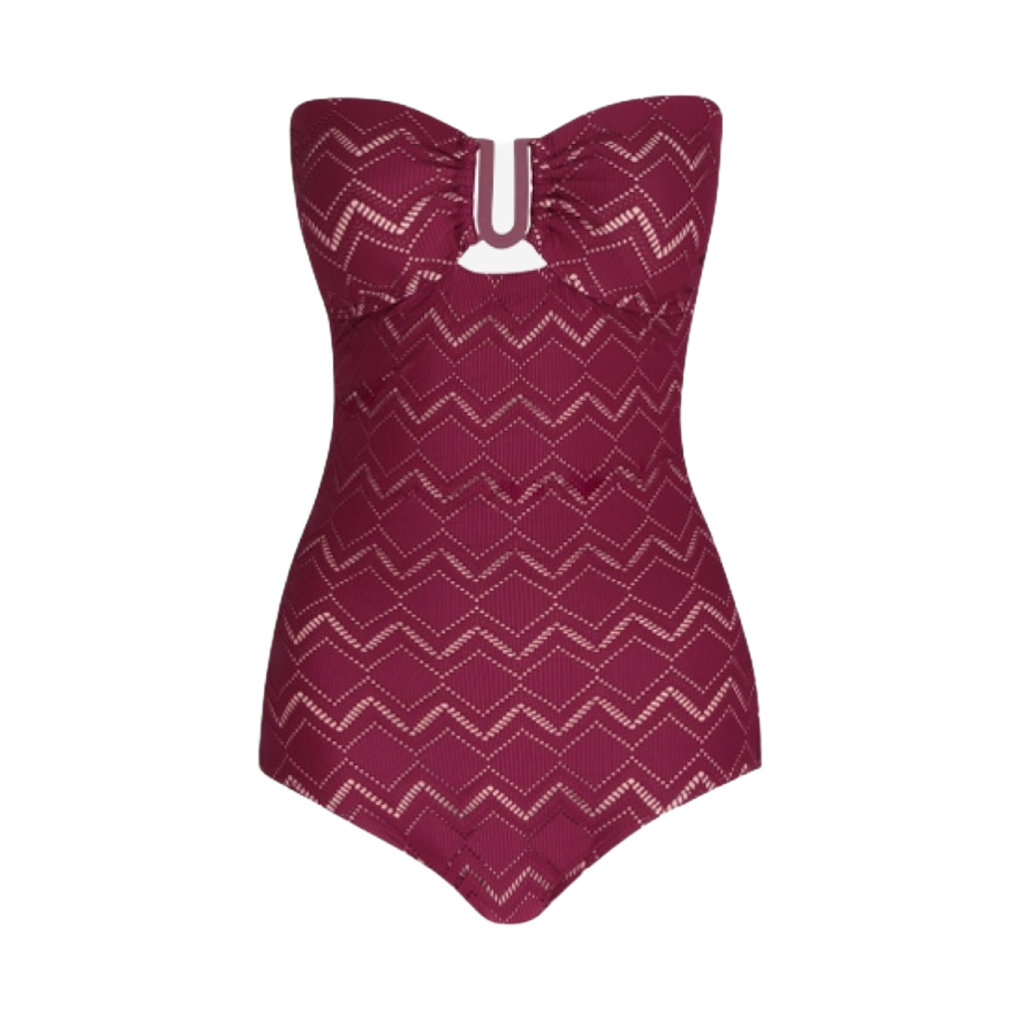 (W) 짐머만 세퍼레이트 텍스쳐 U 링크 원피스 스윔수트 버건디((W) Zimmermann Separates Texture U Link One-Piece Swimsuit Burgundy) - 1