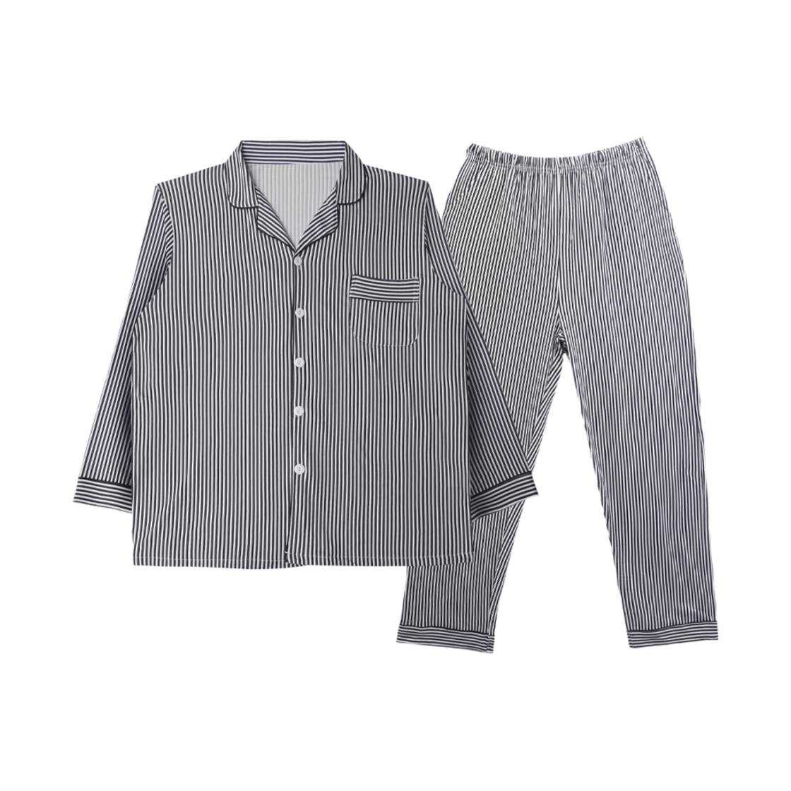 A-CLASSIC-BL-U Aone Unisex Peach Fleece Classic Line Collar Pajama Set Black