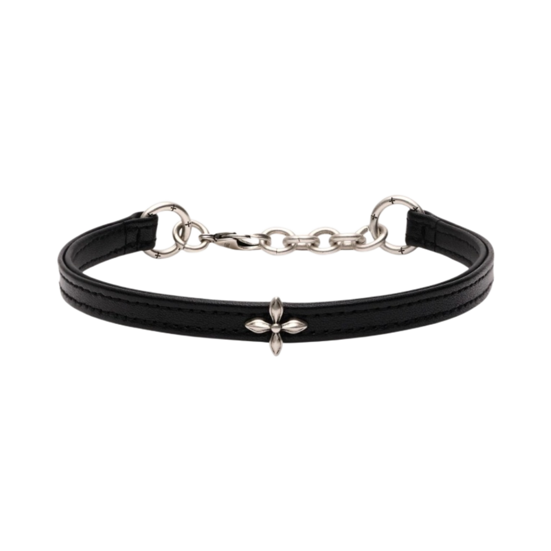 (W) 에스엠에프케이 컴퍼스 크로스 레더 초커 블랙((W) SMFK Compass Cross Leather Chocker Black)