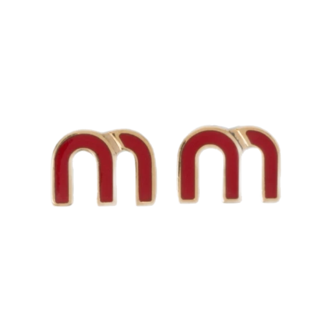 (W) 미우 미우 에나멜 메탈 이어링 레드((W) Miu Miu Enameled Metal Earrings Red) - 1