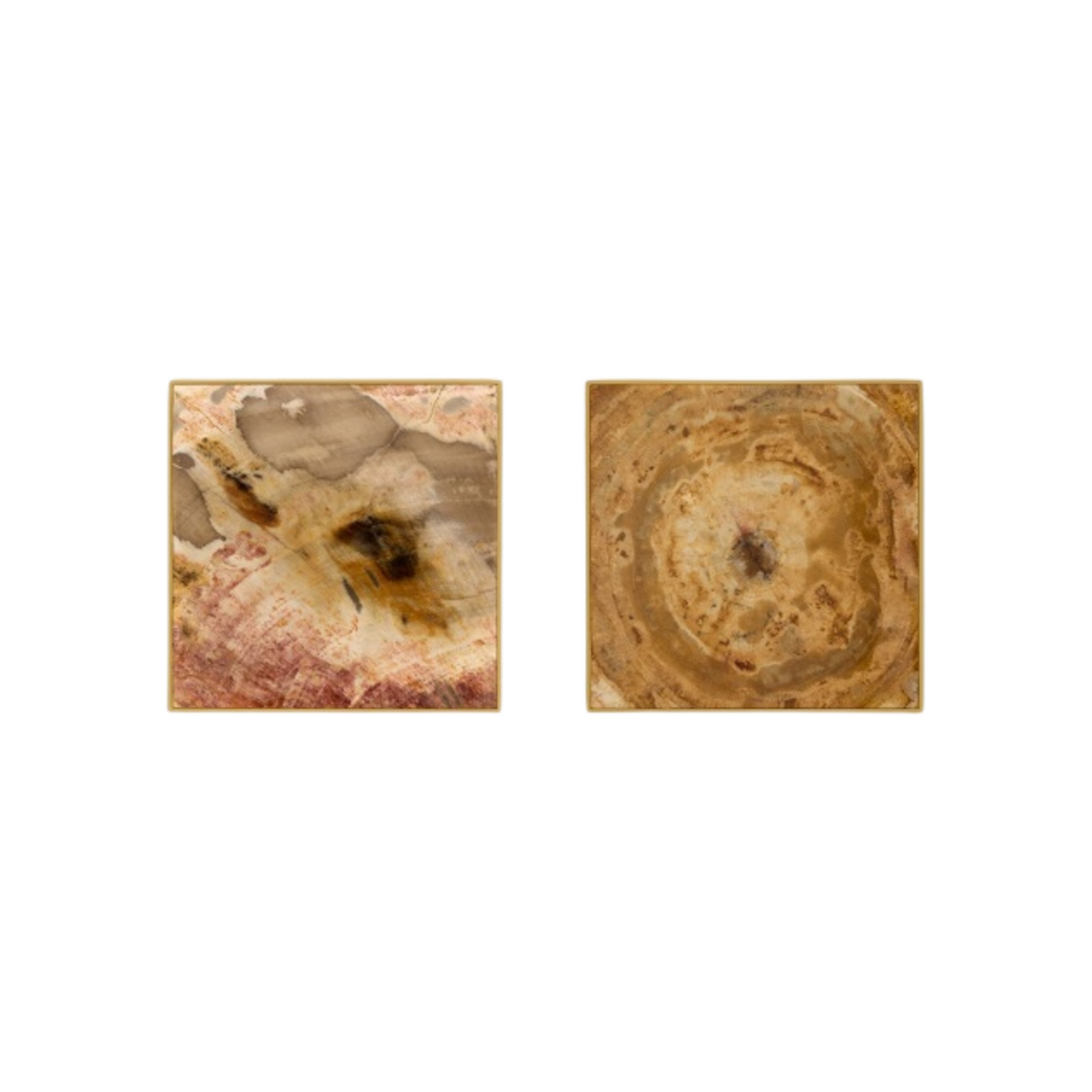 (W) 생로랑 오버사이즈 스퀘어 이어링 우드 & 메탈 브라우니 핑크 골드((W) Saint Laurent Oversize Square Earrings in Wood and Metal Browny Pink Gold) - 1
