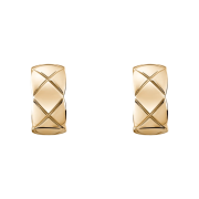 (W) Chanel Coco Crush Earrings Quilted Motif & 18K Beige Gold