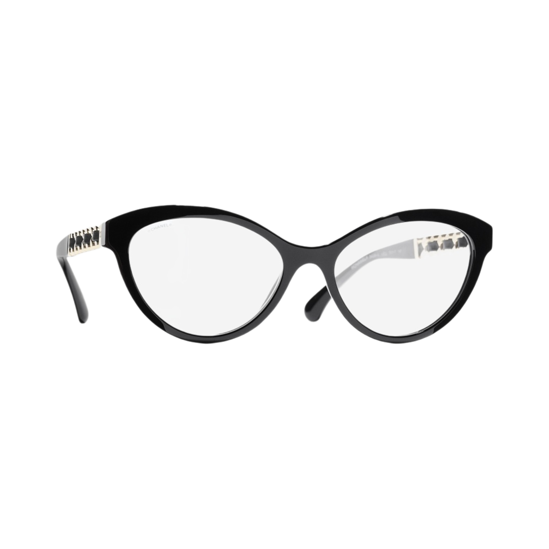 샤넬 블루 라이트 캣 아이 프레임 아세테이트 카프스킨 & 블랙 골드 투명 렌즈 아시안 핏(Chanel Cat Eye Blue Light Glasses Acetate Calfskin & Black Gold Transparent Lenses Asian Fit) - 2