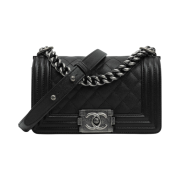 Chanel Small Boy Chanel Handbag Grained Calfskin & Ruthenium Black