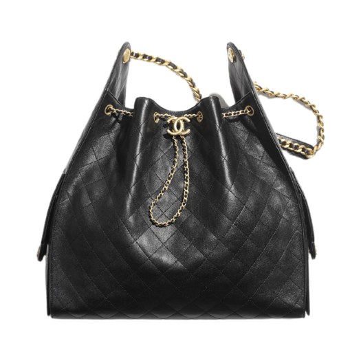 Chanel 25 Large Handbag Grained Calfskin & Gold Black