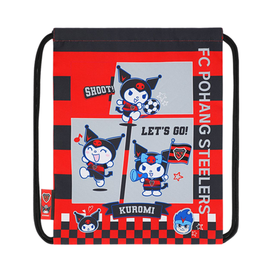 K 리그 x 산리오 캐릭터즈 2025 짐색 쿠로미 포항 스틸러스 레드(K League x Sanrio Characters 2025 Gym Sack Kuromi Pohang Steelers Red)