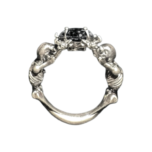 24FWUMCXEMBL Undermycar x Emostancecub Skull Crown Ring Black - 24FW